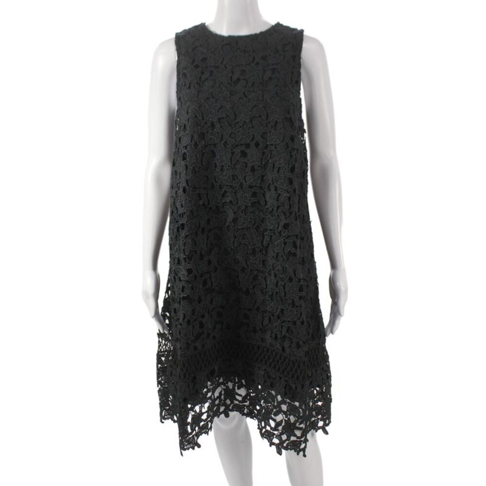 Ne Quittez Pas Women Shift Dress Black Floral Sleeveless Midcalf Size S